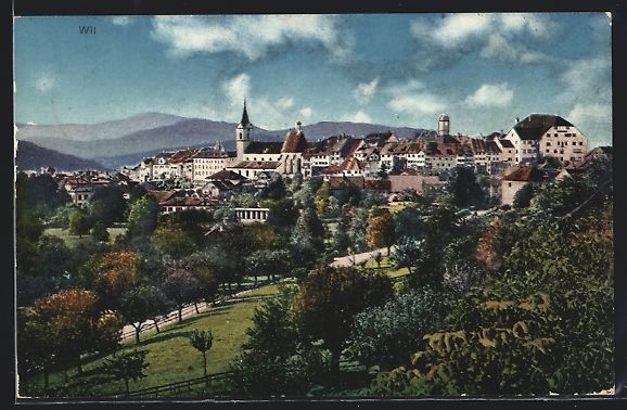 Cartoline postali: AK Wil, Ortsansicht über Bäume, 1909 – Usato da Berlin venduto da bartko-reher