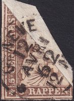 1862: 22G, seltene Halbierung von GENF, +Befund, fehlerfrei