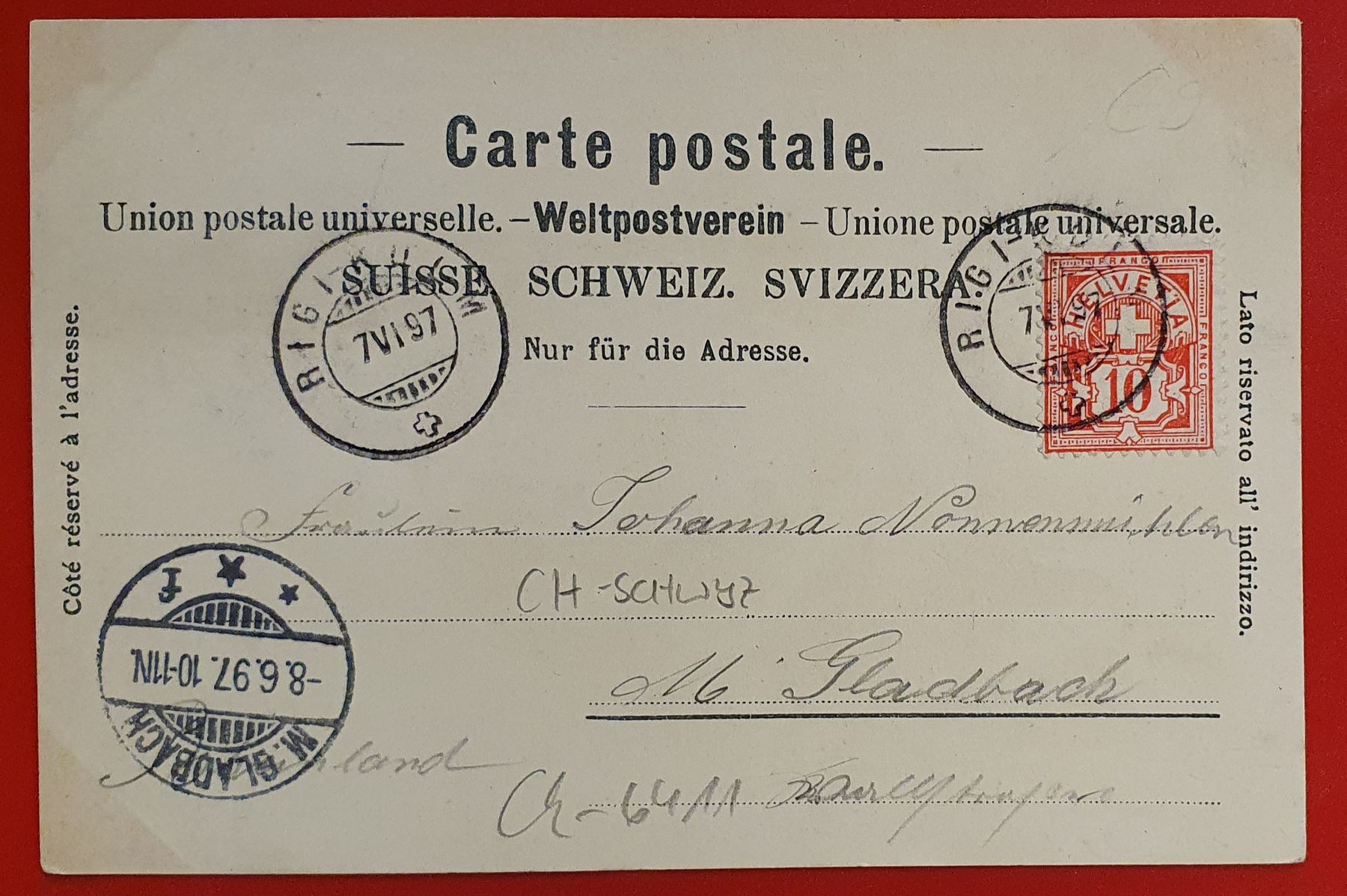 Cartoline postali: Rigi-Kulm 1897 -  Hotel Rigi-Staffel – Usato da Kreuzlingen venduto da Rschweiz1 1
