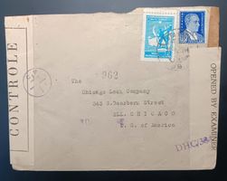 TÜRKEI, ZENSURBRIEF MIT 2 ZENSUREN NACH CHICAGO 1944