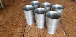 6 verres en étain / Zinnbecher 6  Mal