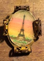 Antike Paris Brosche Eiffelturm Handkoloriert 1910/1920