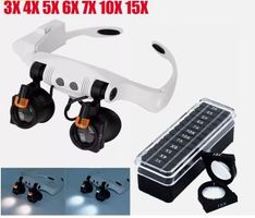 brille 3-25X LED Stirn Kopf lupe Licht Leucht Brillenlupe