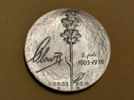 Norwegen 50 Kroner "Geburtstag Olav V" 1978 Silber