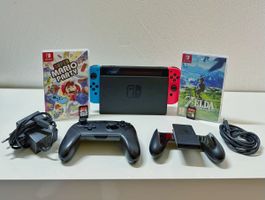 Nintendo Switch Konsole mit Zubehör und zwei Spielen