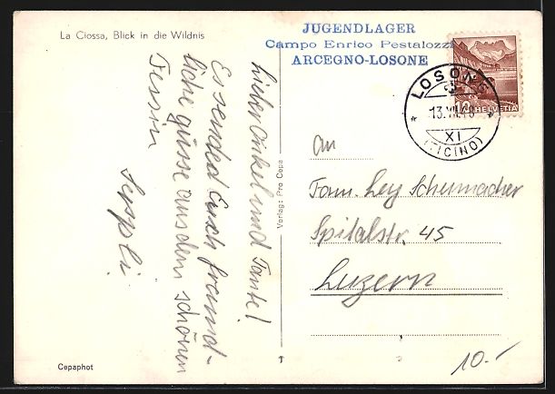 Cartoline postali: Arcegno-Losone, La Ciossa, Blick in die  – Usato da Berlin venduto da bartko-reher 1