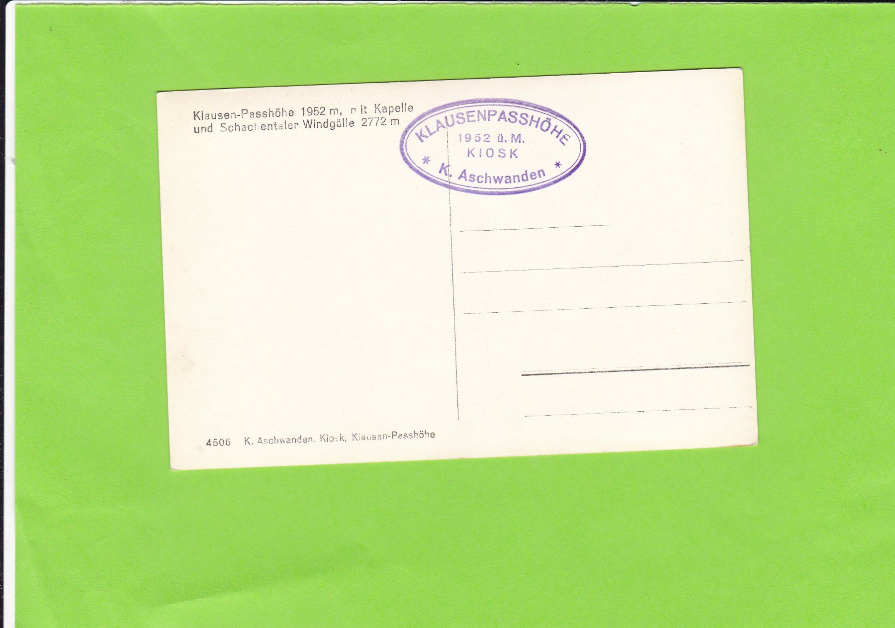 Cartoline postali: Klausen-Passhöhe mit Kapelle – Usato da St. Peterzell venduto da neckertal 1