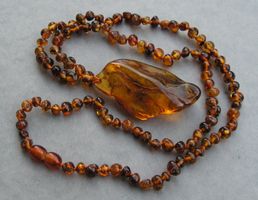 ♥ UNISEX KETTE / Baltischer Bernstein / MAXI ANHÄNGER ♥
