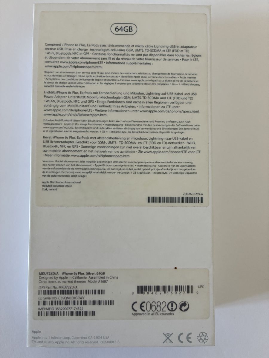 Apple Telefoni cellulari / Smartphones: Apple iPhone 6s Plus argent 64 Go occasion – Usato da Fribourg venduto da iris006 1