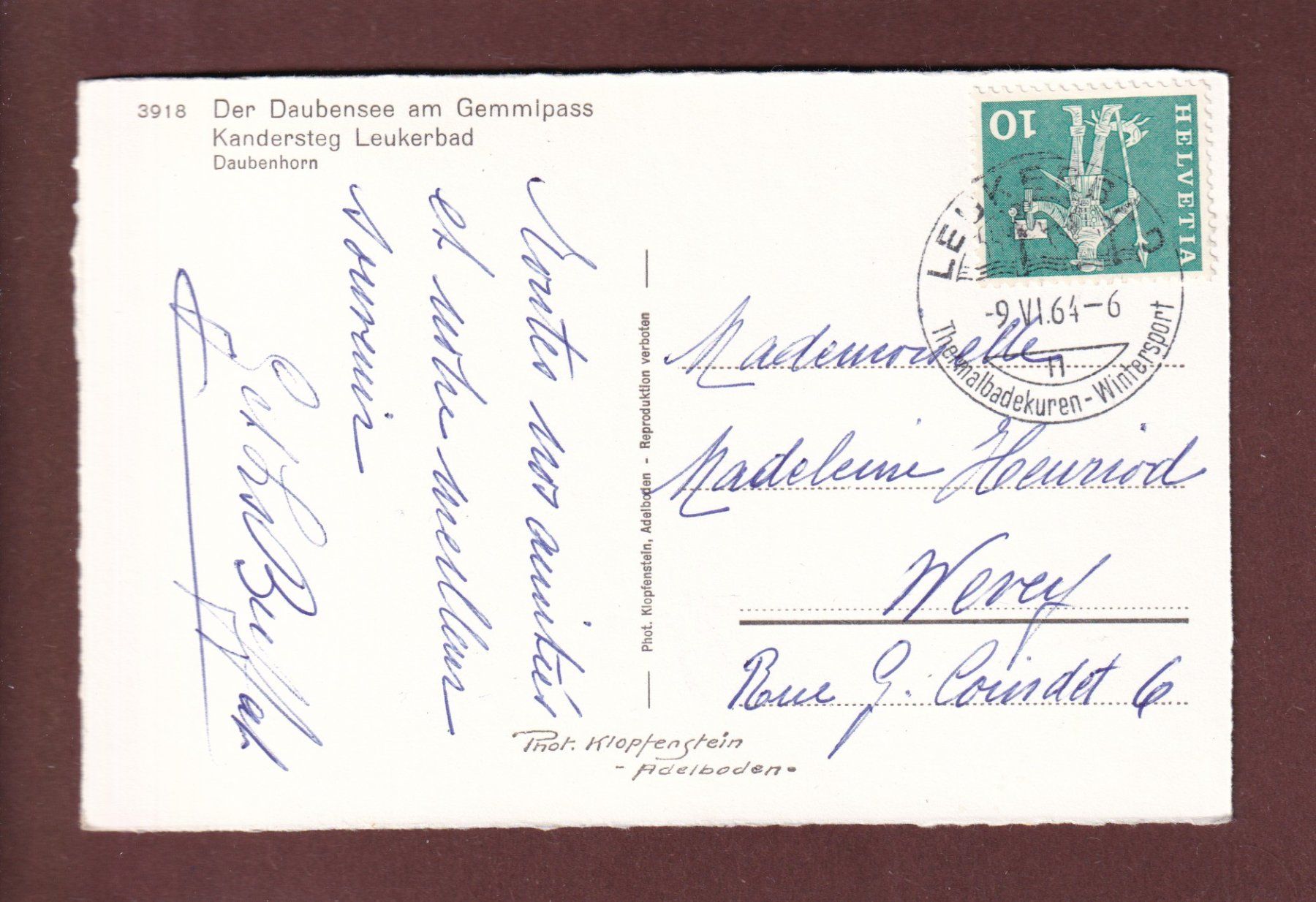 Cartoline postali: DAUBENSEE - Schafherde - 1964 – Usato da Pully venduto da nicecards 1
