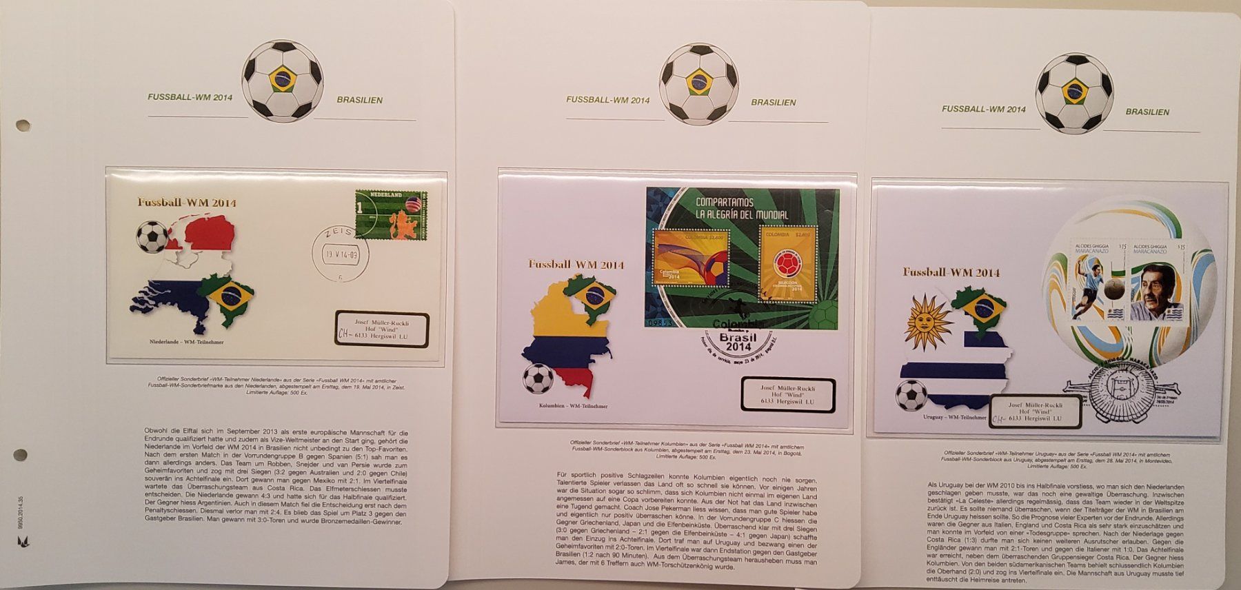Tutti i francobolli: Fussball WM 2014 - Los 3 - 15 Briefe – Usato da Buchrain venduto da mue_kru