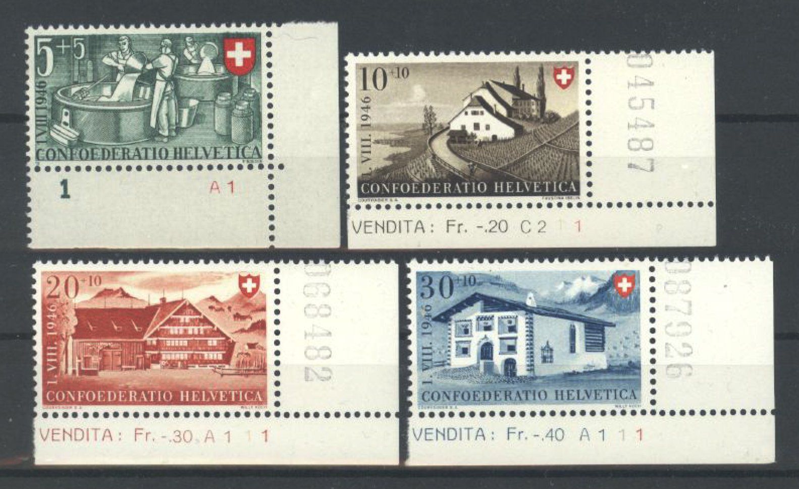 Tutti i francobolli: 1946, Pro Patria ** – Usato da Willisau venduto da Vollstempel