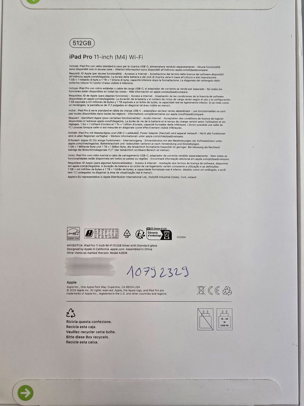 Apple Tablet PC: iPad Pro 11" M4 512GB Wi-Fi Silver, versiegelt – Nuovo e nell'imballaggio originale da Winterthur venduto da iva_8kzf 1