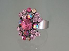 Ring  Vintage mit Kristallen 18mm innen