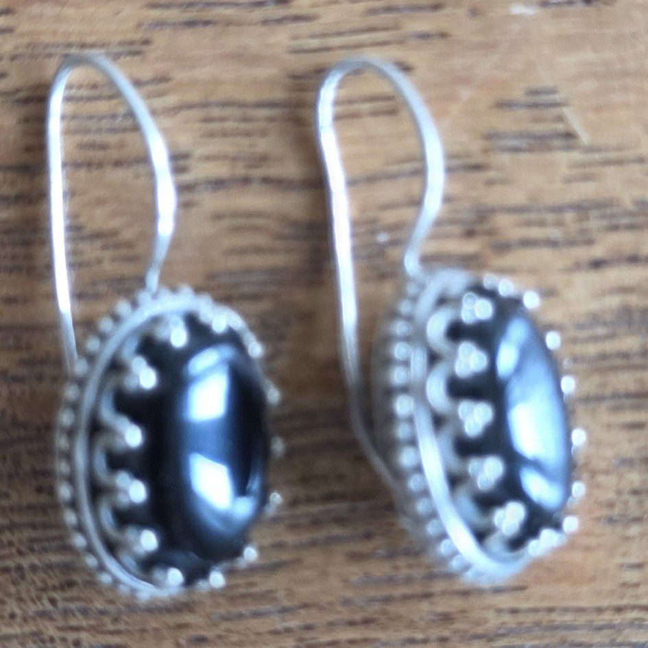 Boucles d'oreille: Wunderschönen Ohrringe Silber  Onyx-Stein oval – D'occasion à Basel par sci_67ms 2