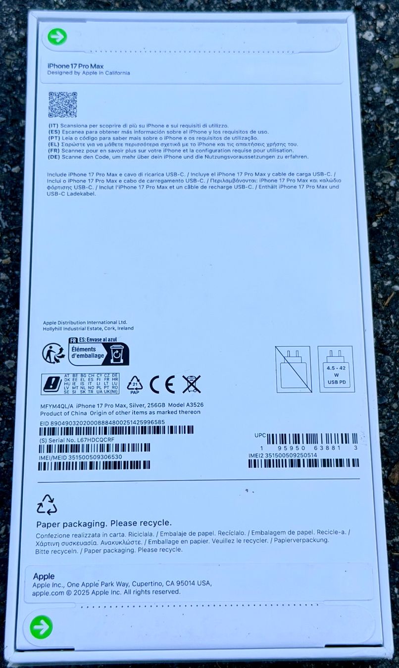 Apple Portables: iPhone 17 Pro Max – Neuf avec emballage d'origine à Muttenz par Johnny_Wishbone69 2