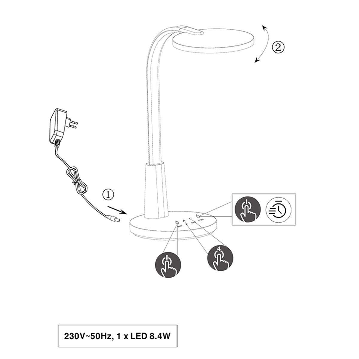 Lampade: LED Tischleuchte, Dimmer, 36 cm Höhe – Nuovo (secondo la descrizione) da Kreuzlingen venduto da Smart-Light 4