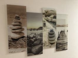 4 tableaux en verre 
