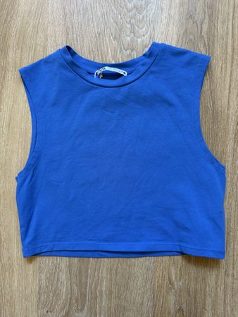 Crop top/débardeur/top court bleu Zara, t.36/S