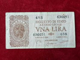 ITALIA - UNA LIRA 23 Novembre 1944 - Circolato / Gebraucht