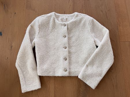 NEU H&M kurze Teddy Boucléjacke in Cremeweiss Gr.M wie S