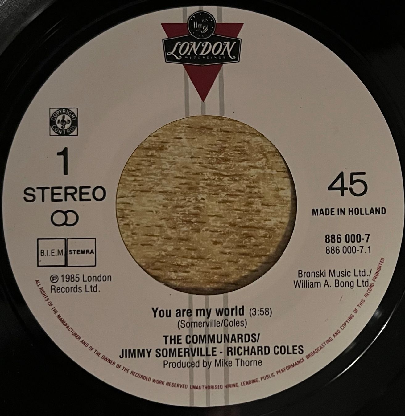 Vinyles: THE COMMUNARDS - YOU ARE MY WORLD – D'occasion à Bussigny par vinyl-pas-cher 2