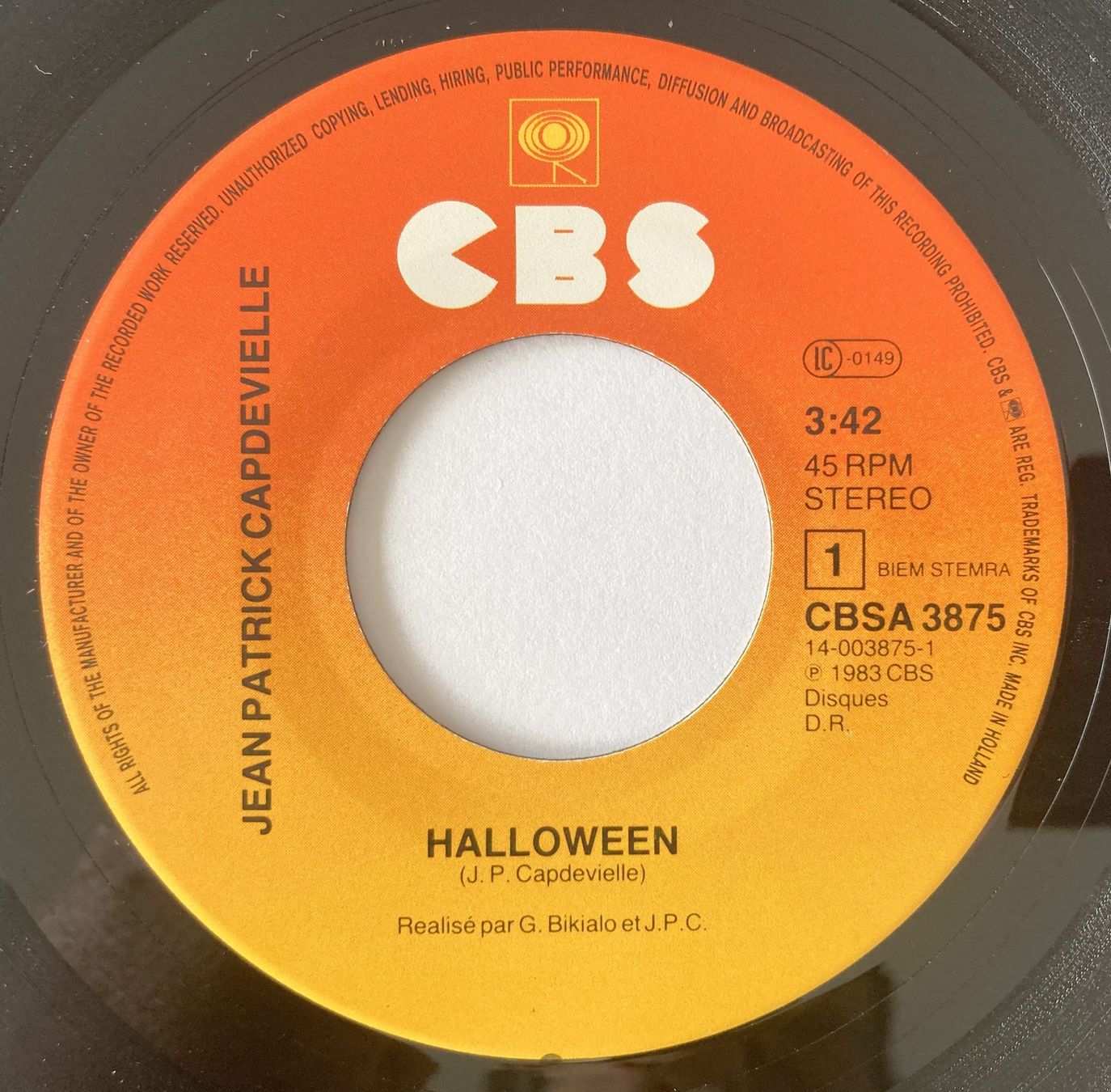 Dischi in vinile: JEAN-PATRICK CAPDEVIELLE - HALLOWEEN – Usato da Bottens venduto da hotter-than-hell 2