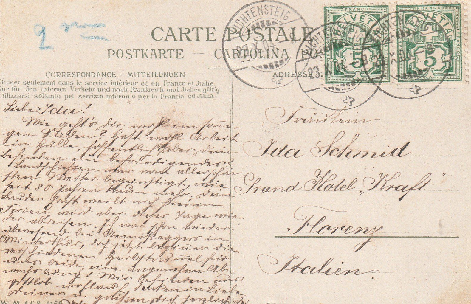 Cartoline postali: AK  Lichtensteig Unterthor 1904 – Usato da Rupperswil venduto da Ema10 1