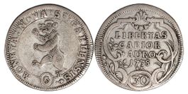 Stadt St. Gallen 30 Kreuzer, Halbgulden von 1738 (ss-vz)
