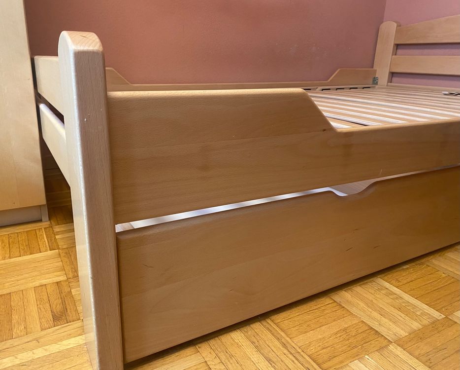 Bett 120x200 Massivholz Mit Stauraum Mit Lattenrost | Kaufen Auf Ricardo