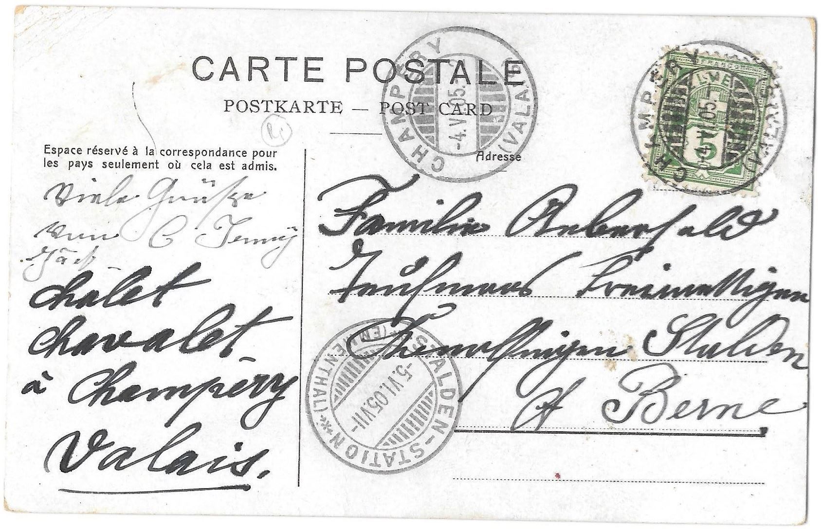 Cartoline postali: Paysannes à Champéry (Valais) – Usato da Olten venduto da clotaldi 1