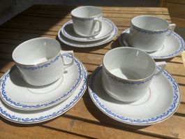 4 Tassen mit Untertellern, 2 Dessertteller, Langenthal 1940