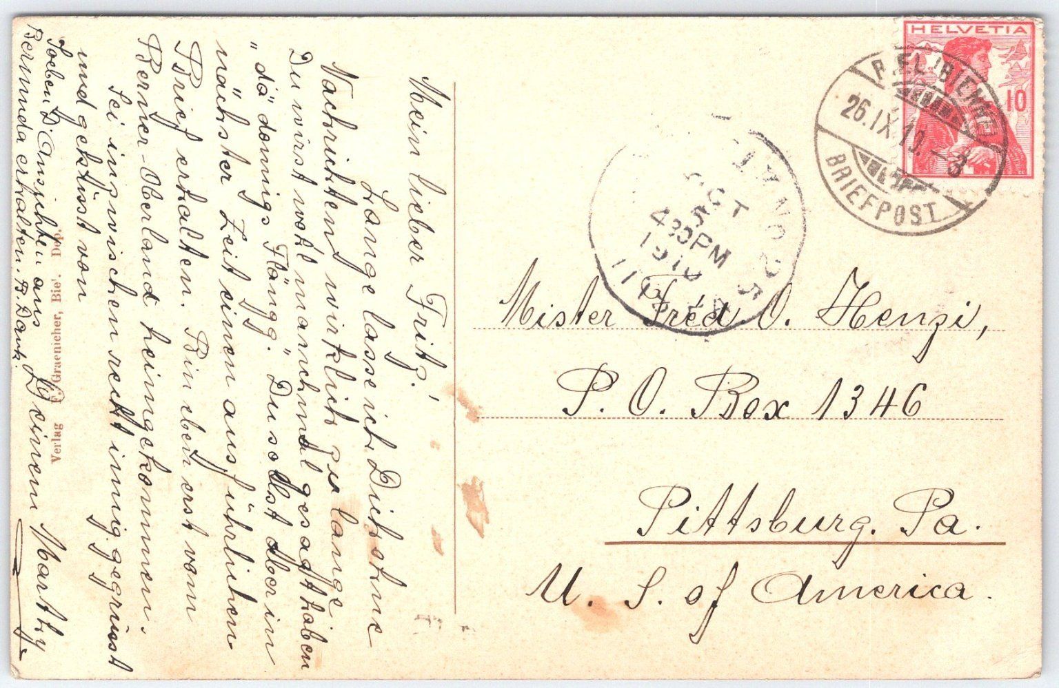 Cartoline postali: Vingelz b. Biel – Usato da Rapperswil SG venduto da INTELVI 1