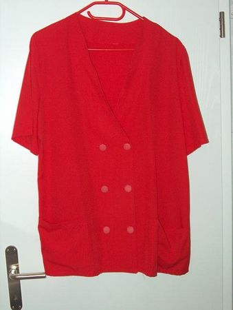 Neuw. Blusen-Jacke kurzarm - rot - Gr. XL