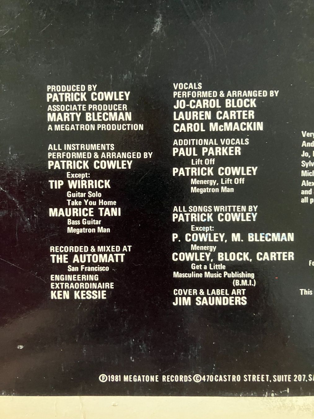 Dischi in vinile: Patrick Cowley – Usato da Aarwangen venduto da Jukebox3 4