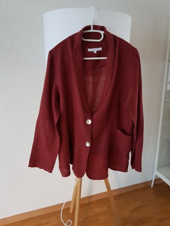 Veste La Fée Maraboutée, taille 40, Lie de vin, en lin