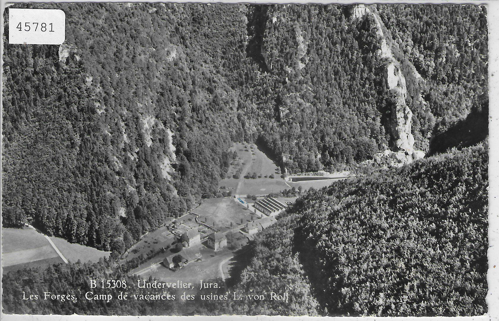 Cartoline postali: Undervelier - Les Forges, Camp de vacances des usines Roll – Usato da Ettingen venduto da Kartenplanet