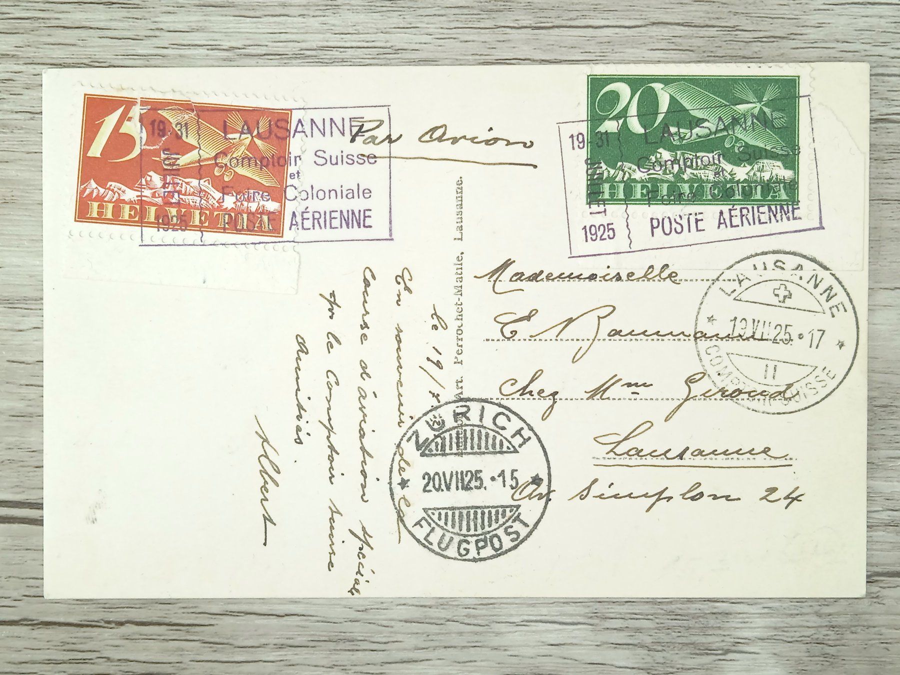 Tutti i francobolli: TR90 Carte Postale + Timbre Suisse 1925 Theme Aviation – Usato da Cousset venduto da Patrick_Collections