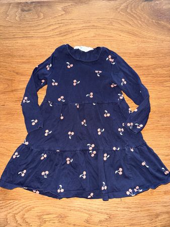 H&M Kleid Gr. 92 Dunkelblau mit Kirschen - Top Zustand!