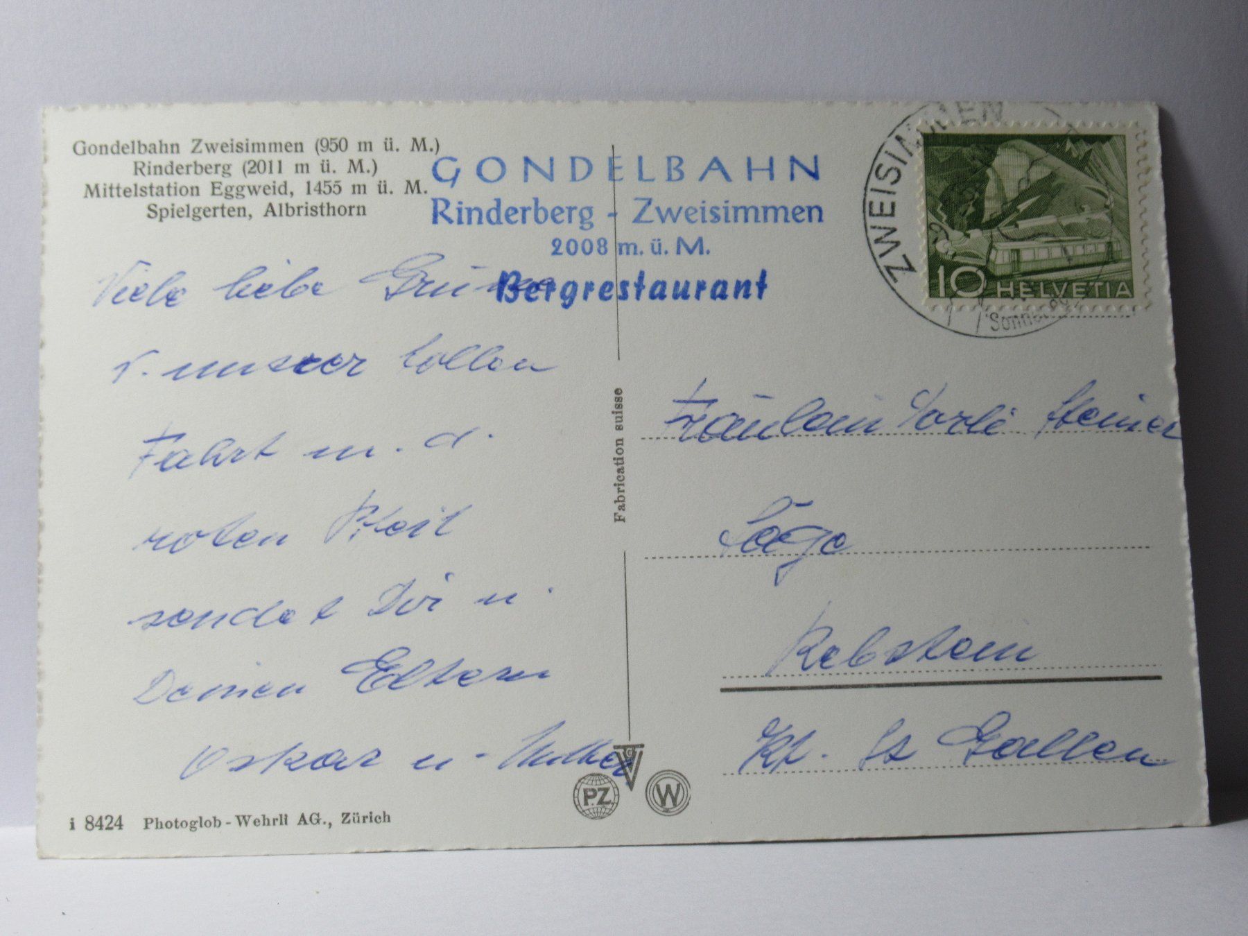 Cartoline postali: Rinderberg  1952 – Usato da Grenchen venduto da Bluemchen1900 1