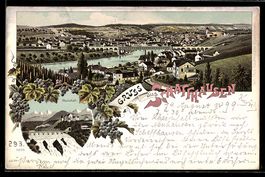 Litho Schaffhausen, Ortsansicht, Rheinfa