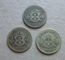 Lot ++ 3 Stück 20 Rappen 1851, gute Erhaltungen
