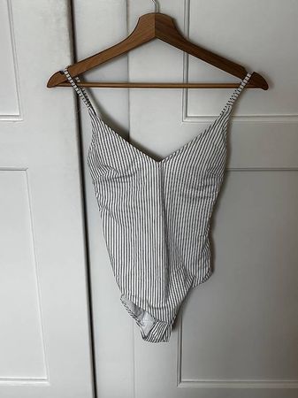 gestreiftes Badekleid weiss / blau, Gr. 36 / S