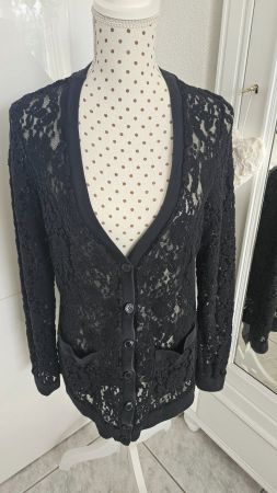 Blazer Spitze Schwarz Jacke Spitzenjacke Gr. 38 / M