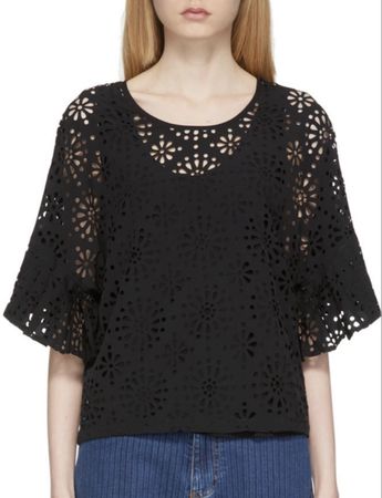 Haut See By Chloé en dentelle anglaise noire - 38