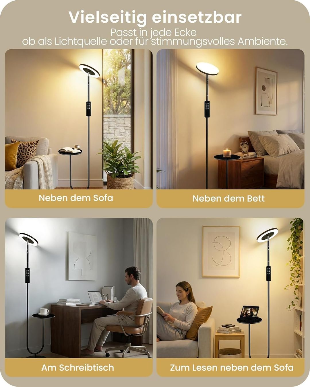 Lampade: Dimmbare LED Stehlampe mit Ablage – Nuovo e nell'imballaggio originale da Gränichen venduto da omniadeals 3