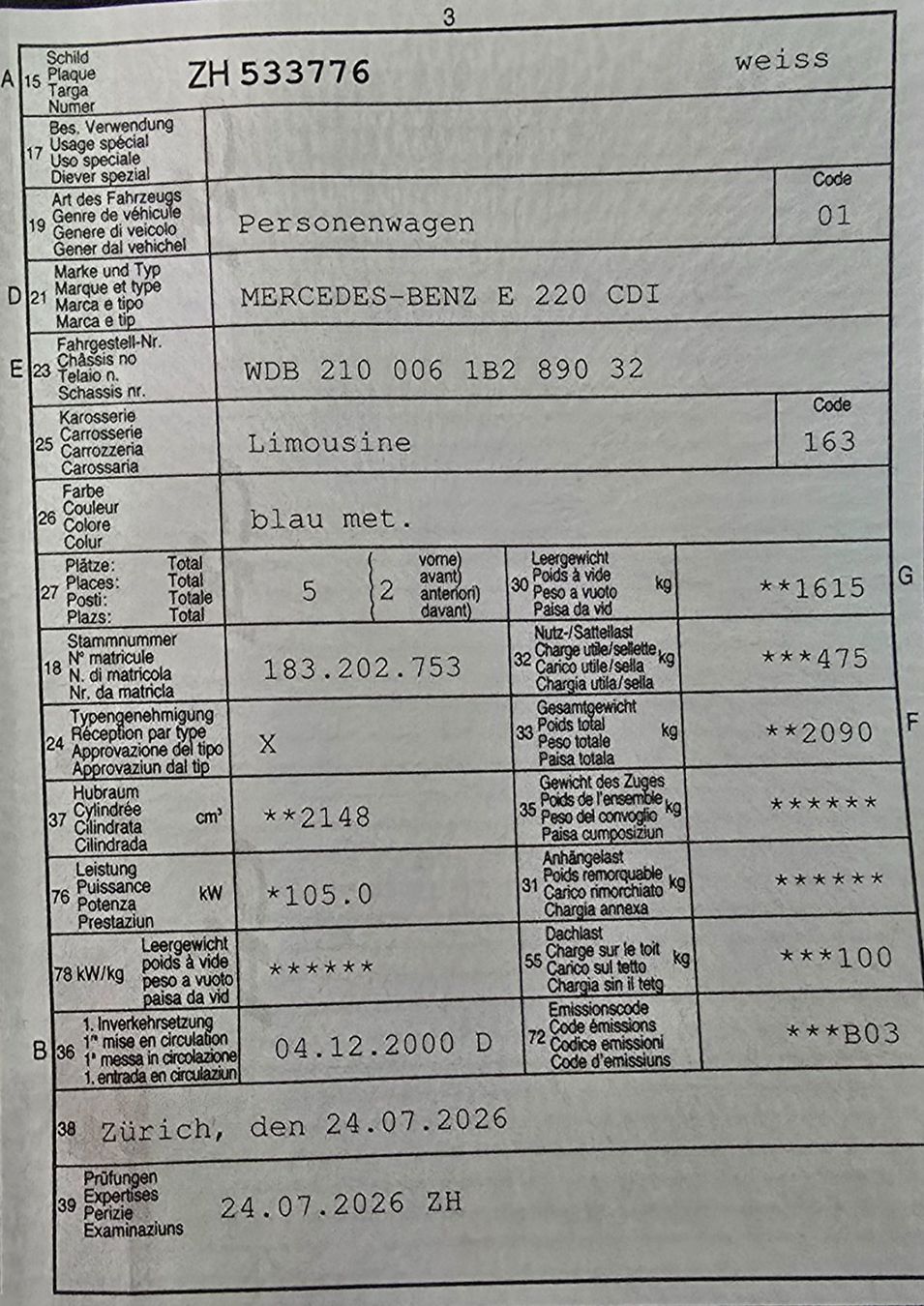 Mercedes-Benz Autos: Mercedes E220D – Gebraucht aus Wetzikon ZH von jet_c5m2 8