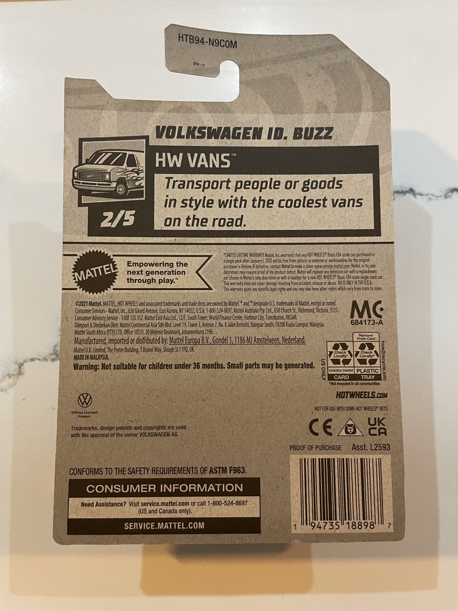 Hot Wheels Modellini d'auto: Hotwheels Volkswagen ID Buzz – Nuovo e nell'imballaggio originale da Sutz venduto da mtechcab 2