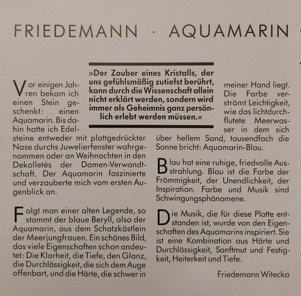 CDs: Friedemann AQUAMARIN Büdi Siebert Thomas Heidepriem NewAgeCD – D'occasion à Kandergrund par Sososo 3