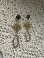 Elegant Dangle Earrings - Gold Tone Filigree Design